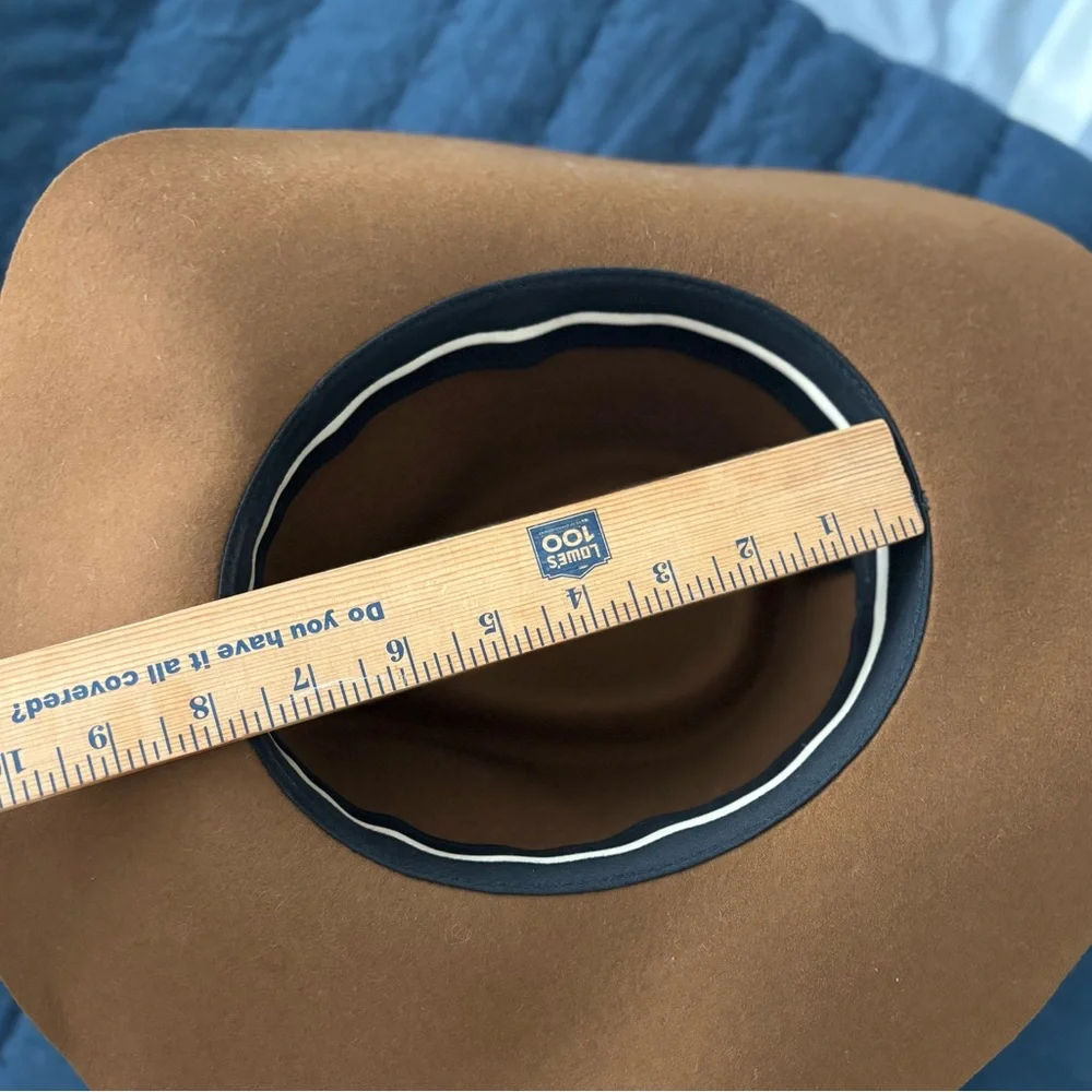 Rag & Bone Floppy Brim 100% Wool Feathered Fedora Pecan Brown Size M